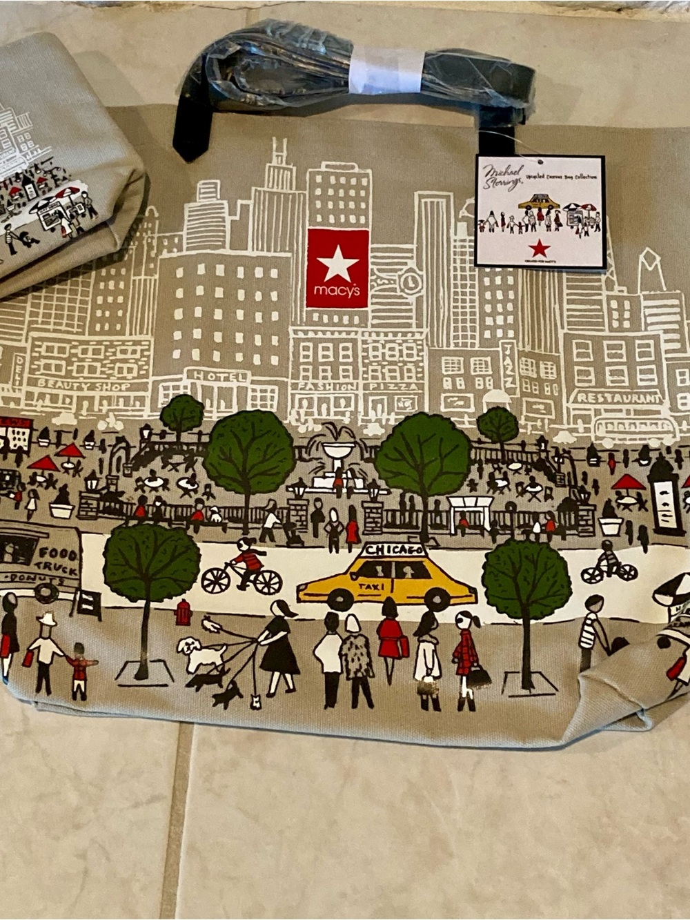 NWT New York City Canvas Tote Bag designed by Michael Storings for Macy's - Picture 2 of 12